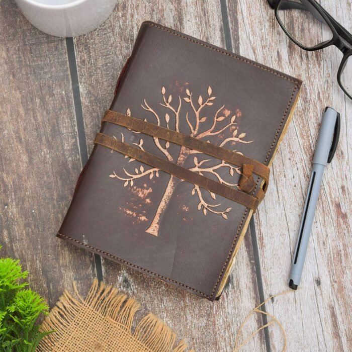 Genuine Leather Diary-Vintage Handmade Leather Journal-Premium Antique String Closure-200 Handmade Deckle Edge Antique Pages -2