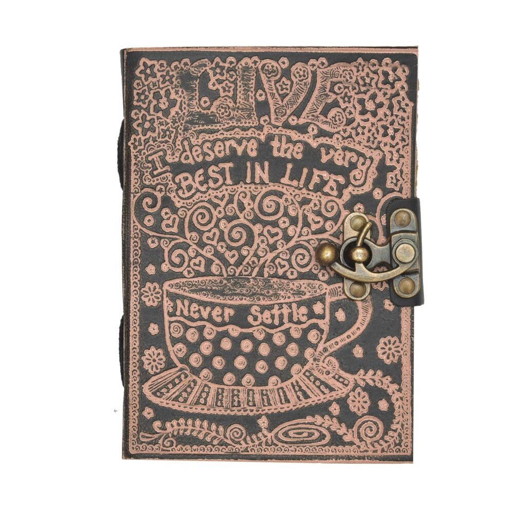 Genuine Leather Diary-Vintage Handmade Leather Journal-Premium Antique LOCK Closure-200 Handmade Deckle Edge Antique Pages -26 - Image 5