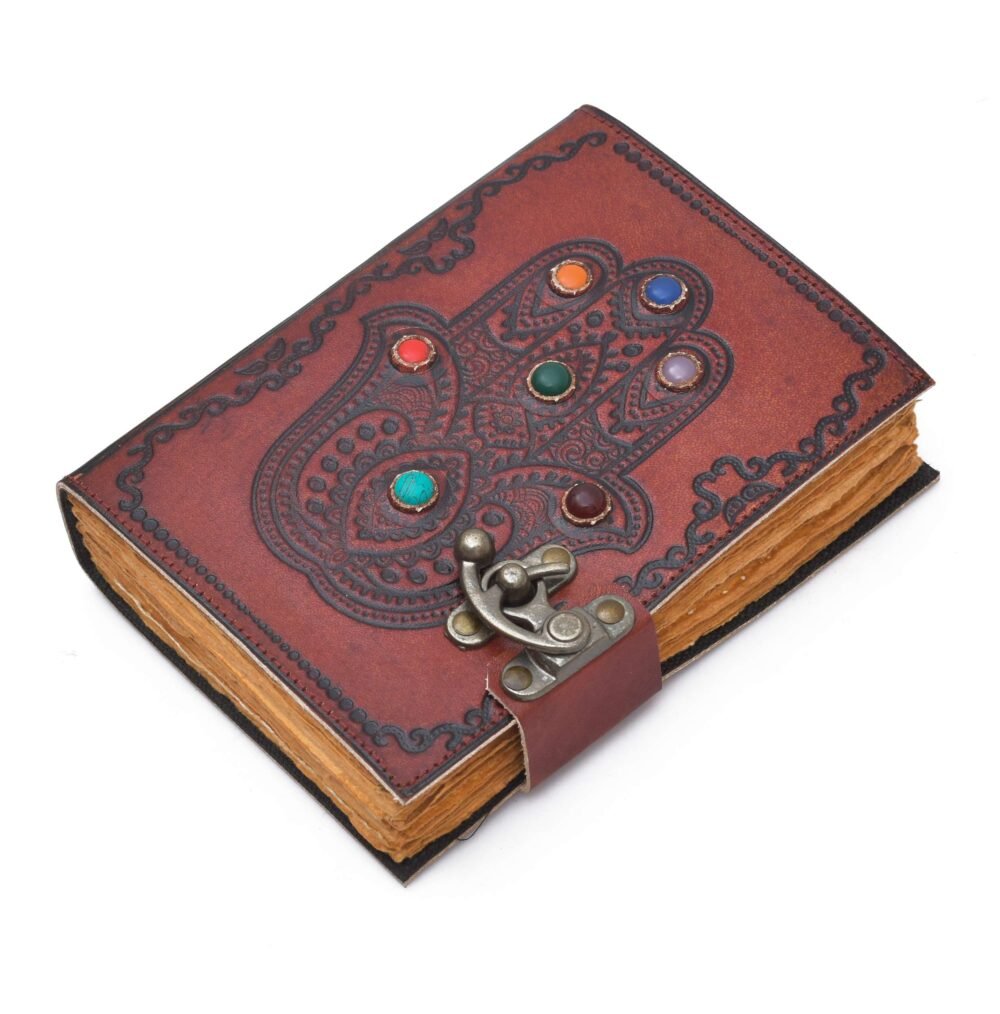 Genuine Leather Diary-Vintage Handmade Leather Journal-Premium Antique LOCK Closure-200 Handmade Deckle Edge Antique Pages -18 - Image 2