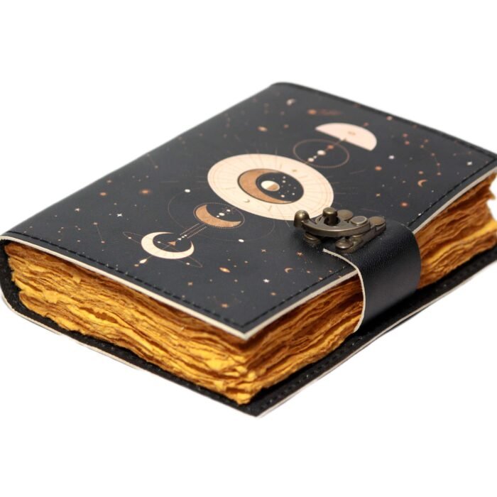 Genuine Leather Diary-Vintage Handmade Leather Journal-Premium Antique LOCK Closure-200 Handmade Deckle Edge Antique Pages -16