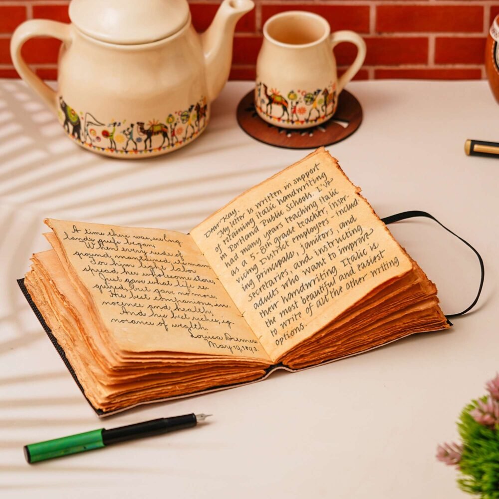Vintage Handmade Genuine Leather Journal-Premium Antique String Closure-200 Handmade Brown Pages -3 - Image 3