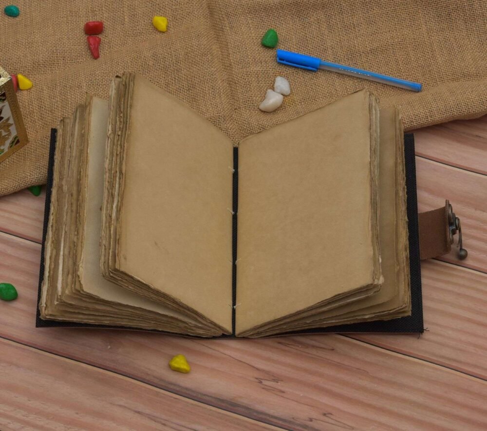 Genuine Leather Diary-Vintage Handmade Leather Journal-Premium Antique LOCK Closure-200 Handmade Deckle Edge Antique Pages -23 - Image 3