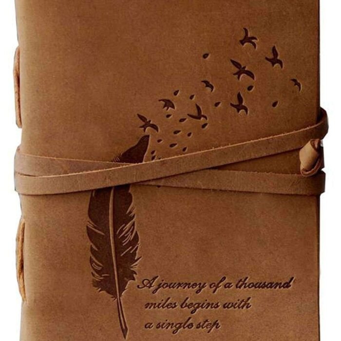 Leather Journal Diary with Premium Antique String Closure vintage Journal handmade 200 pages white unruled|travel Diary|personal journal -4