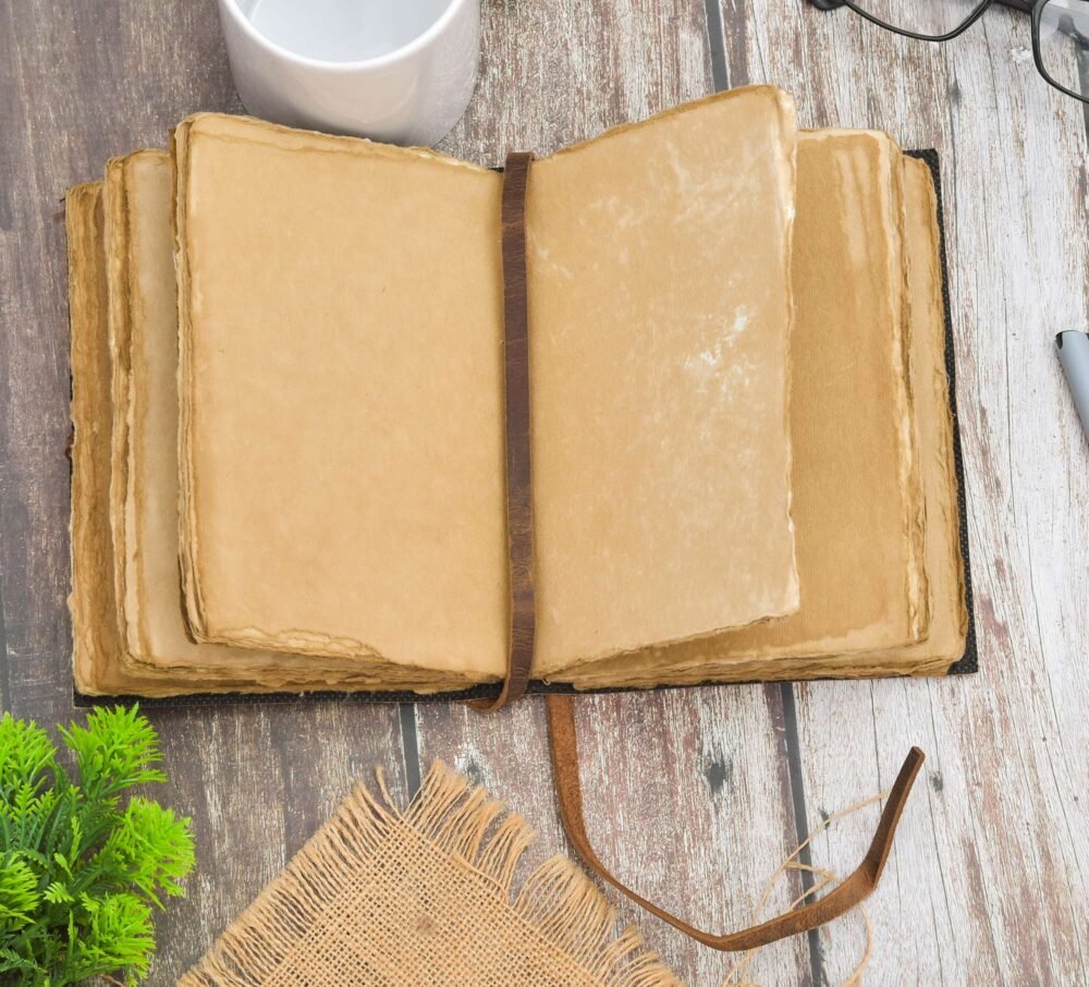 Genuine Leather Diary-Vintage Handmade Leather Journal-Premium Antique String Closure-200 Handmade Deckle Edge Antique Pages -2 - Image 5