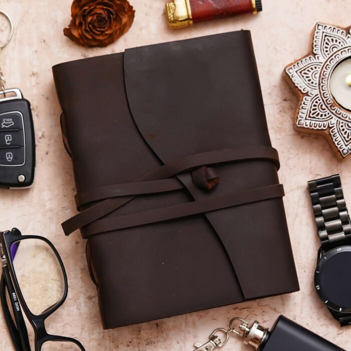 Vintage Handmade Genuine Leather Journal-Premium Antique String Closure-200 Handmade White Pages -1