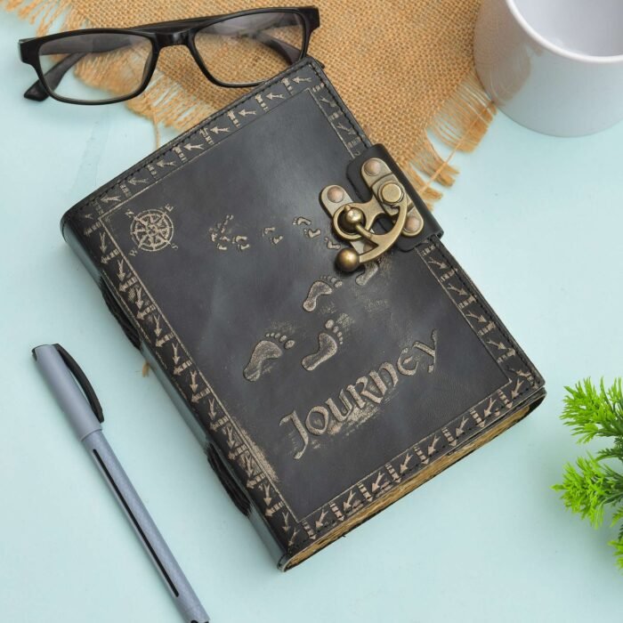 Genuine Leather Diary-Vintage Handmade Leather Journal-Premium Antique LOCK Closure-200 Handmade Deckle Edge Antique Pages -24