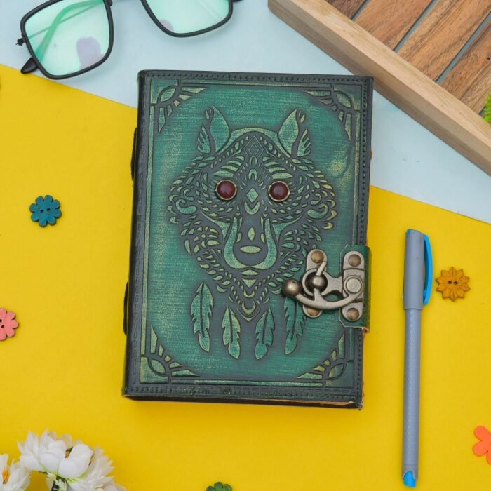 Genuine Leather Diary-Vintage Handmade Leather Journal-Premium Antique LOCK Closure-200 Handmade Deckle Edge Antique Pages -17