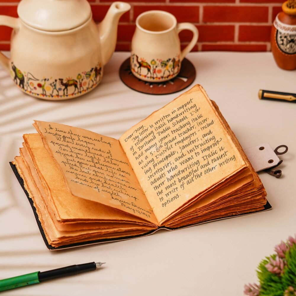 Vintage Handmade Genuine Leather Journal-Premium Antique Lock Closure-200 Handmade Brown Pages -11 - Image 4