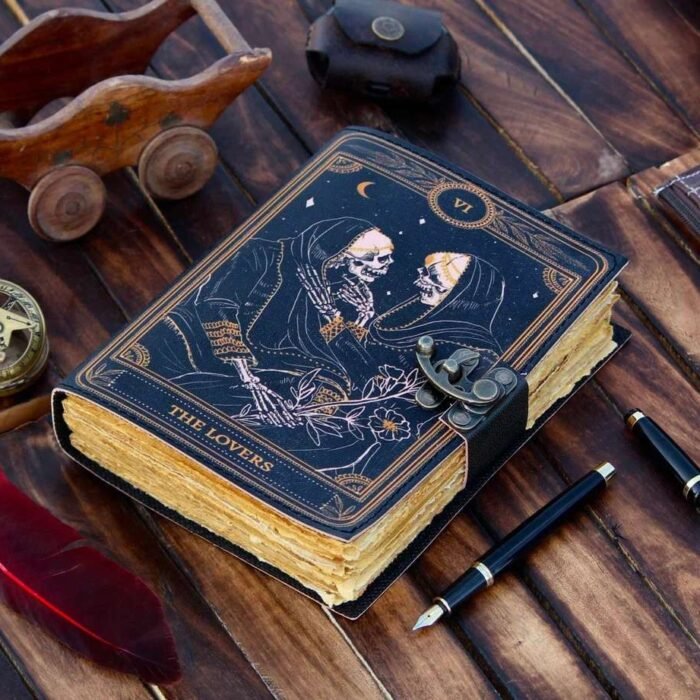Genuine Leather Diary-Vintage Handmade Leather Journal-Premium Antique LOCK Closure-200 Handmade Deckle Edge Antique Pages -11