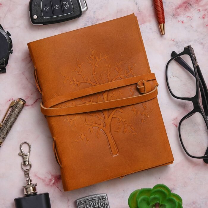 Vintage Handmade Genuine Leather Journal-Premium Antique String Closure-200 Handmade White Pages -4