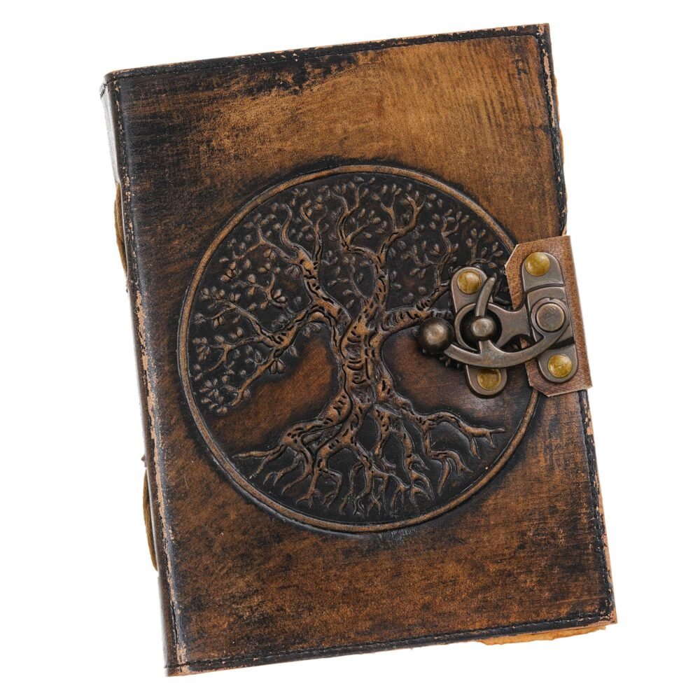 Vintage Handmade Genuine Leather Journal-Premium Antique Lock Closure-200 Handmade Brown Pages -2 - Image 4