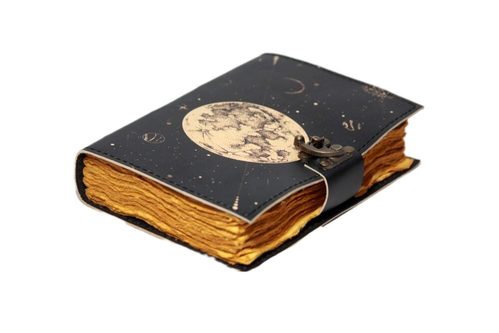 Genuine Leather Diary-Vintage Handmade Leather Journal-Premium Antique LOCK Closure-200 Handmade Deckle Edge Antique Pages -12