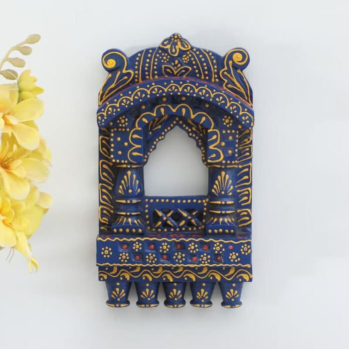 Handcrafted Wooden Jharokha Wall Hanging – Ethnic Indian Window Frame | 10x6 Inch | 8 Vibrant Color Options