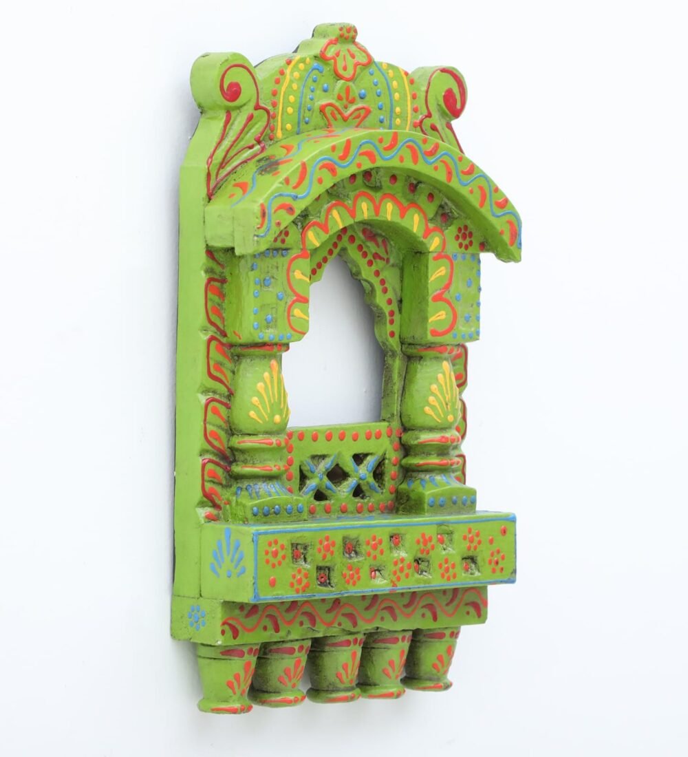 Handcrafted Wooden Jharokha Wall Hanging – Ethnic Indian Window Frame | 10x6 Inch | 8 Vibrant Color Options - Image 2