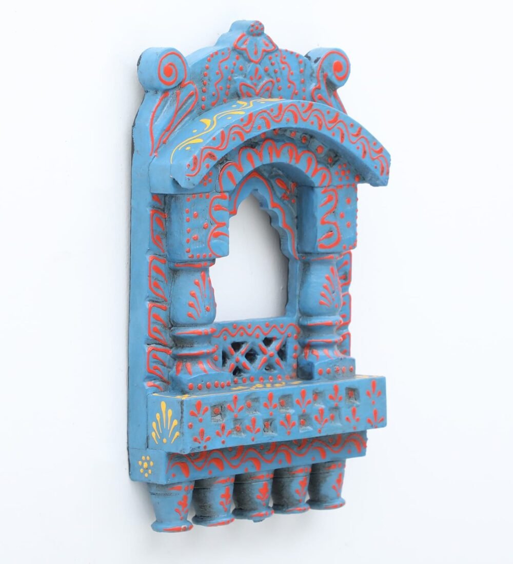 Handcrafted Wooden Jharokha Wall Hanging – Ethnic Indian Window Frame | 10x6 Inch | 8 Vibrant Color Options - Image 17