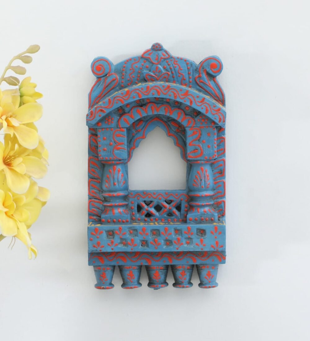 Handcrafted Wooden Jharokha Wall Hanging – Ethnic Indian Window Frame | 10x6 Inch | 8 Vibrant Color Options - Image 16
