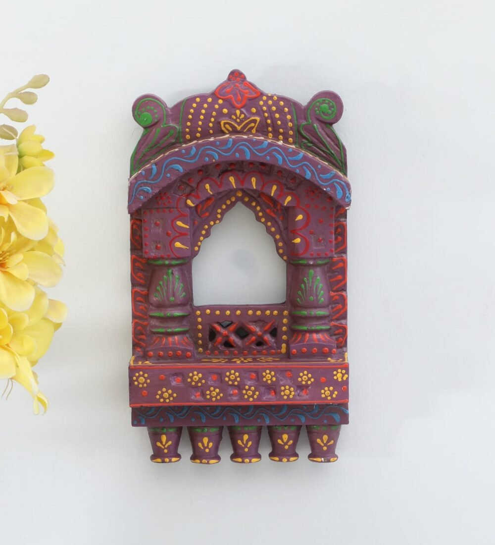 Handcrafted Wooden Jharokha Wall Hanging – Ethnic Indian Window Frame | 10x6 Inch | 8 Vibrant Color Options - Image 19