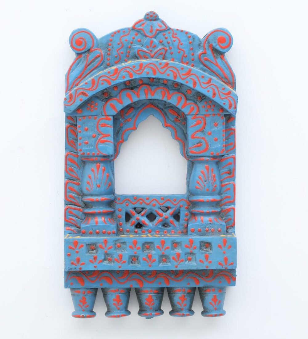 Handcrafted Wooden Jharokha Wall Hanging – Ethnic Indian Window Frame | 10x6 Inch | 8 Vibrant Color Options - Image 18