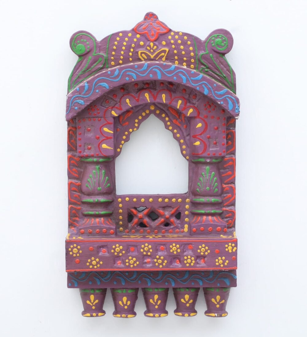 Handcrafted Wooden Jharokha Wall Hanging – Ethnic Indian Window Frame | 10x6 Inch | 8 Vibrant Color Options - Image 20