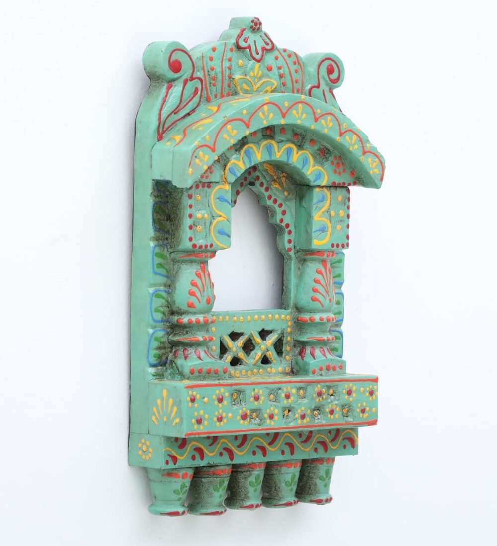 Handcrafted Wooden Jharokha Wall Hanging – Ethnic Indian Window Frame | 10x6 Inch | 8 Vibrant Color Options - Image 23