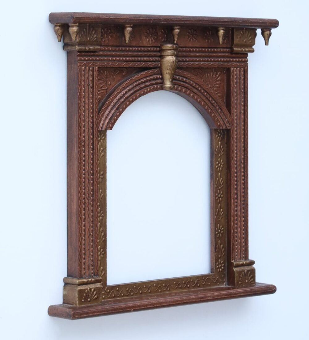 Hand-Painted Wooden Jharokha Frame – Traditional Rajasthani Wall Art | Usable as Mirror or Photo Frame | Navkar Handicraft - Image 5