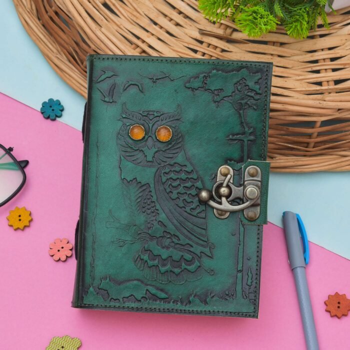 Genuine Leather Diary-Vintage Handmade Leather Journal-Premium Antique LOCK Closure-200 Handmade Deckle Edge Antique Pages -22