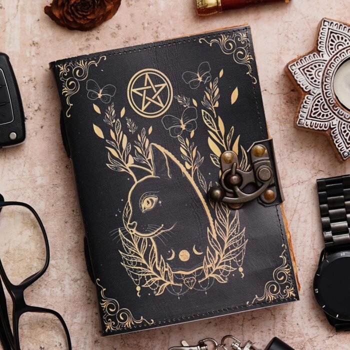 Vintage Handmade Genuine Leather Journal-Premium Antique Lock Closure-200 Handmade Brown Pages -1