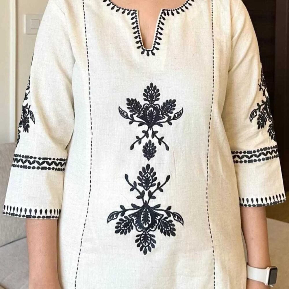 Women's White Printed Cotton Blend Straight Kurta with Pant - Elegant Daily Wear Set (M to XXL) - Image 5
