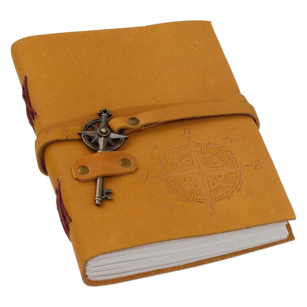 Vintage Handmade Genuine Leather Journal-Premium Antique Key Closure-200 Handmade White Pages -1 - Image 2