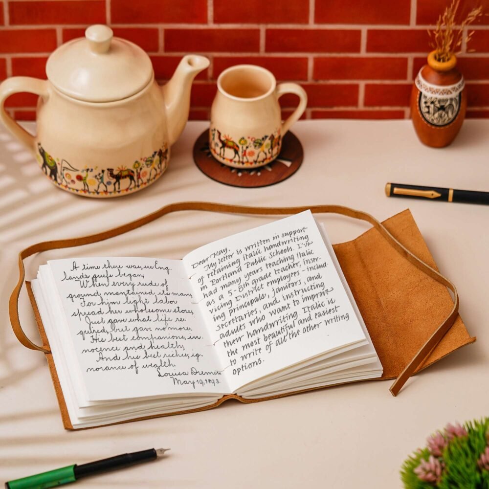 Vintage Handmade Genuine Leather Journal-Premium Antique String Closure-200 Handmade White Pages -4 - Image 3