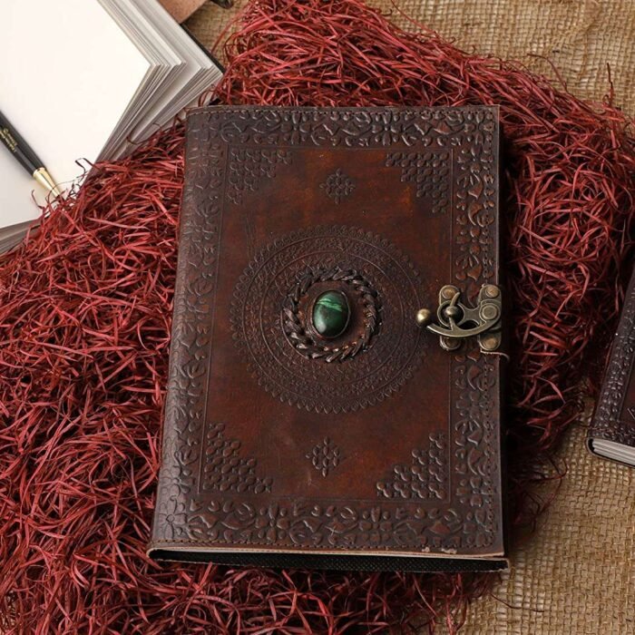 Leather Journal Diary with metal lock vintage Journal handmade 200 pages white unruled|travel Diary|personal journal -19