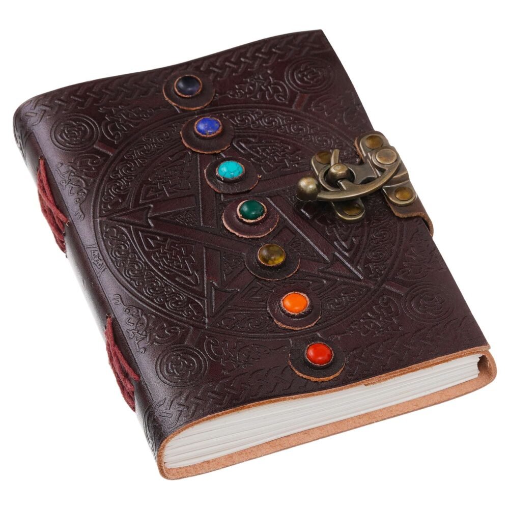 Vintage Handmade Genuine Leather Journal-Premium Antique Lock Closure-200 Handmade White Pages -9 - Image 5