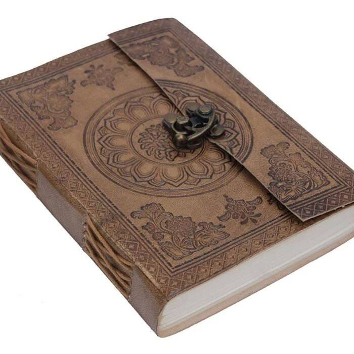 Leather Journal Diary with metal lock vintage Journal handmade 200 pages white unruled|travel Diary|personal journal -20