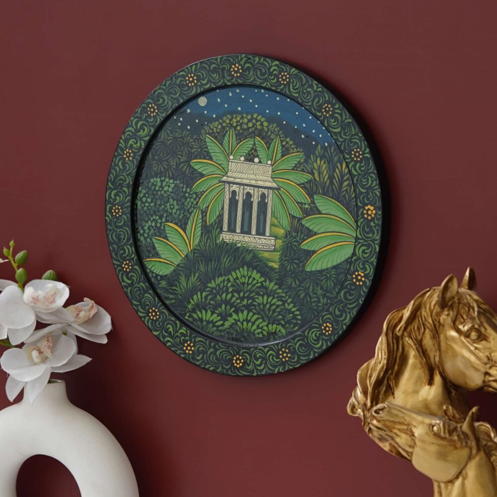 Handcrafted Wooden Wall Plate-Rajasthani Cow-Kalash Artwork (12x12 Inches) - Image 6