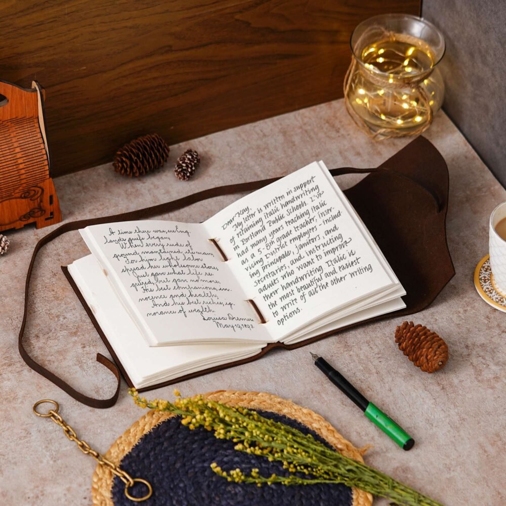 Vintage Handmade Genuine Leather Journal-Premium Antique String Closure-200 Handmade White Pages -1 - Image 4