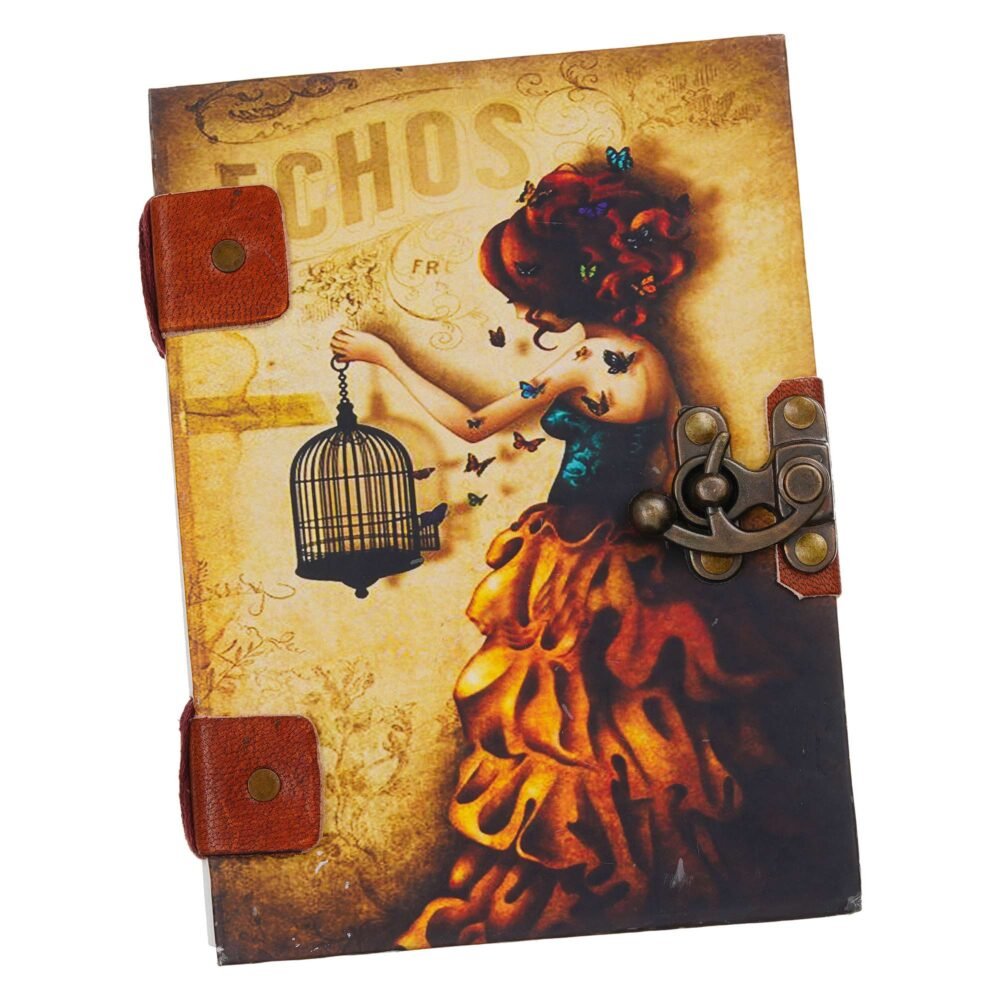 Handmade Printed Cardboard Journal Diary with Buckle Lock-200 Pages Notepad For Men and Women -13 - Image 4