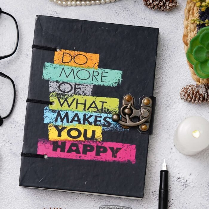 Handmade Printed Cardboard Journal Diary with Buckle Lock-200 Pages Notepad For Men and Women -15