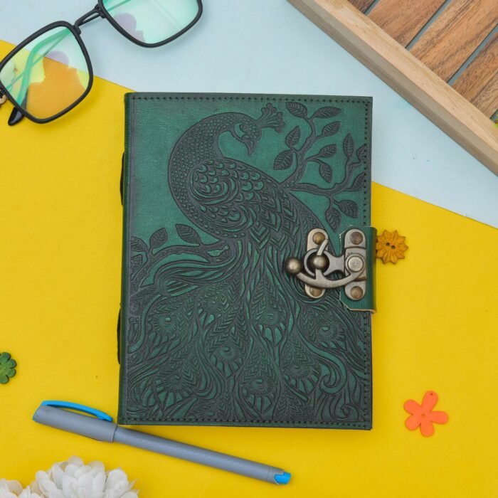 Leather Journal Diary with metal lock vintage Journal handmade 200 pages white unruled|travel Diary|personal journal -11