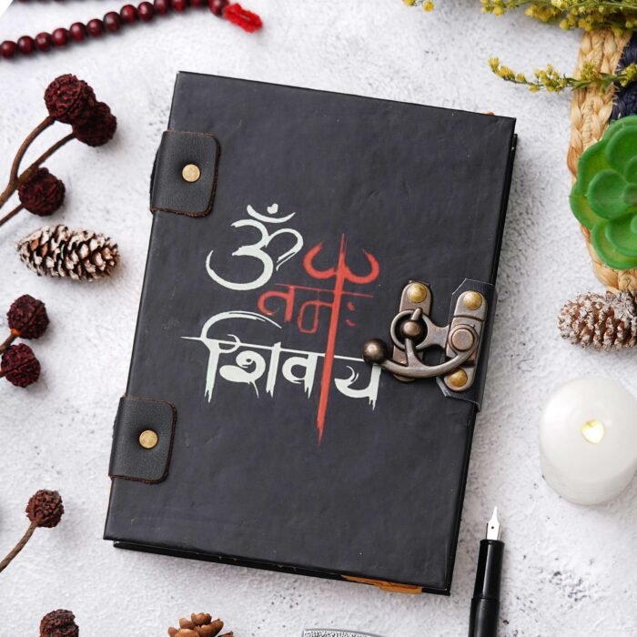 Handmade Printed Cardboard Journal Diary with Buckle Lock-200 Pages Notepad For Men and Women -8