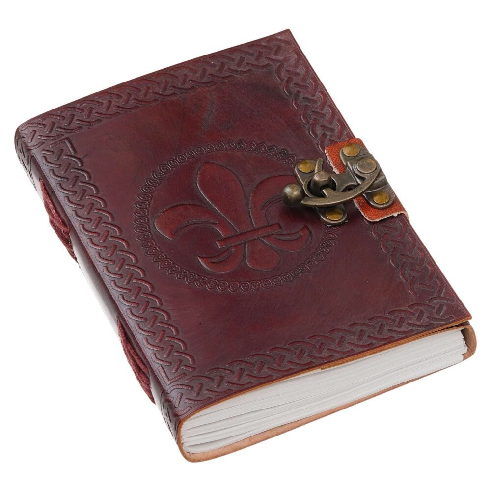 Vintage Handmade Genuine Leather Journal-Premium Antique Lock Closure-200 Handmade White Pages -19 - Image 5