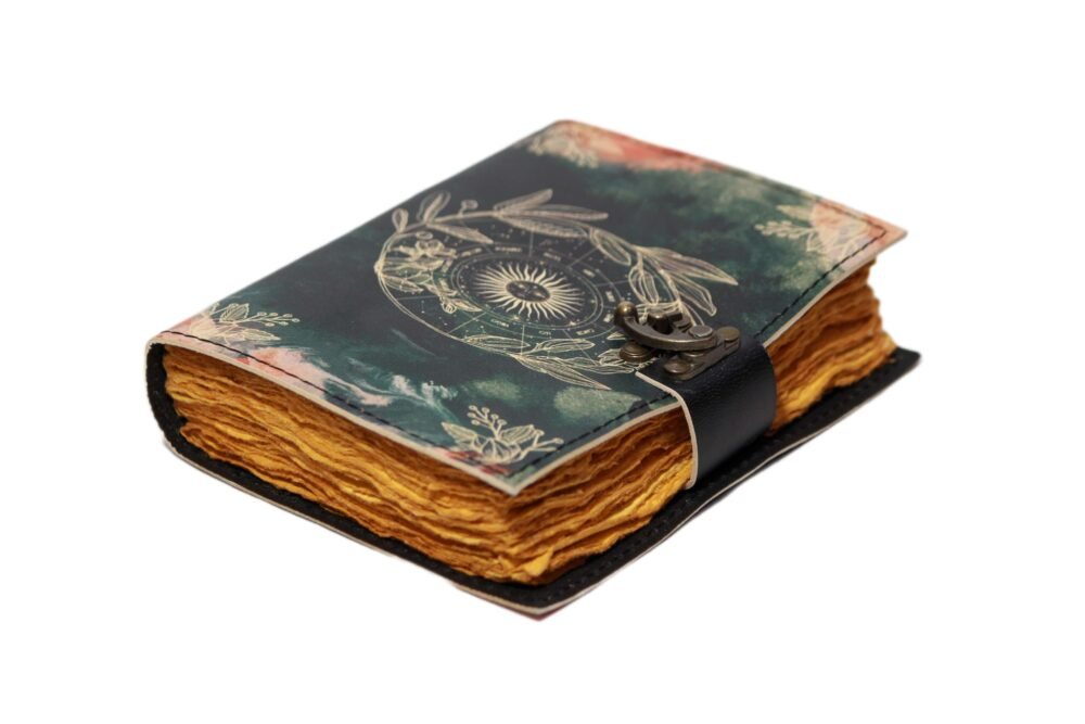 Genuine Leather Diary-Vintage Handmade Leather Journal-Premium Antique LOCK Closure-200 Handmade Deckle Edge Antique Pages -7