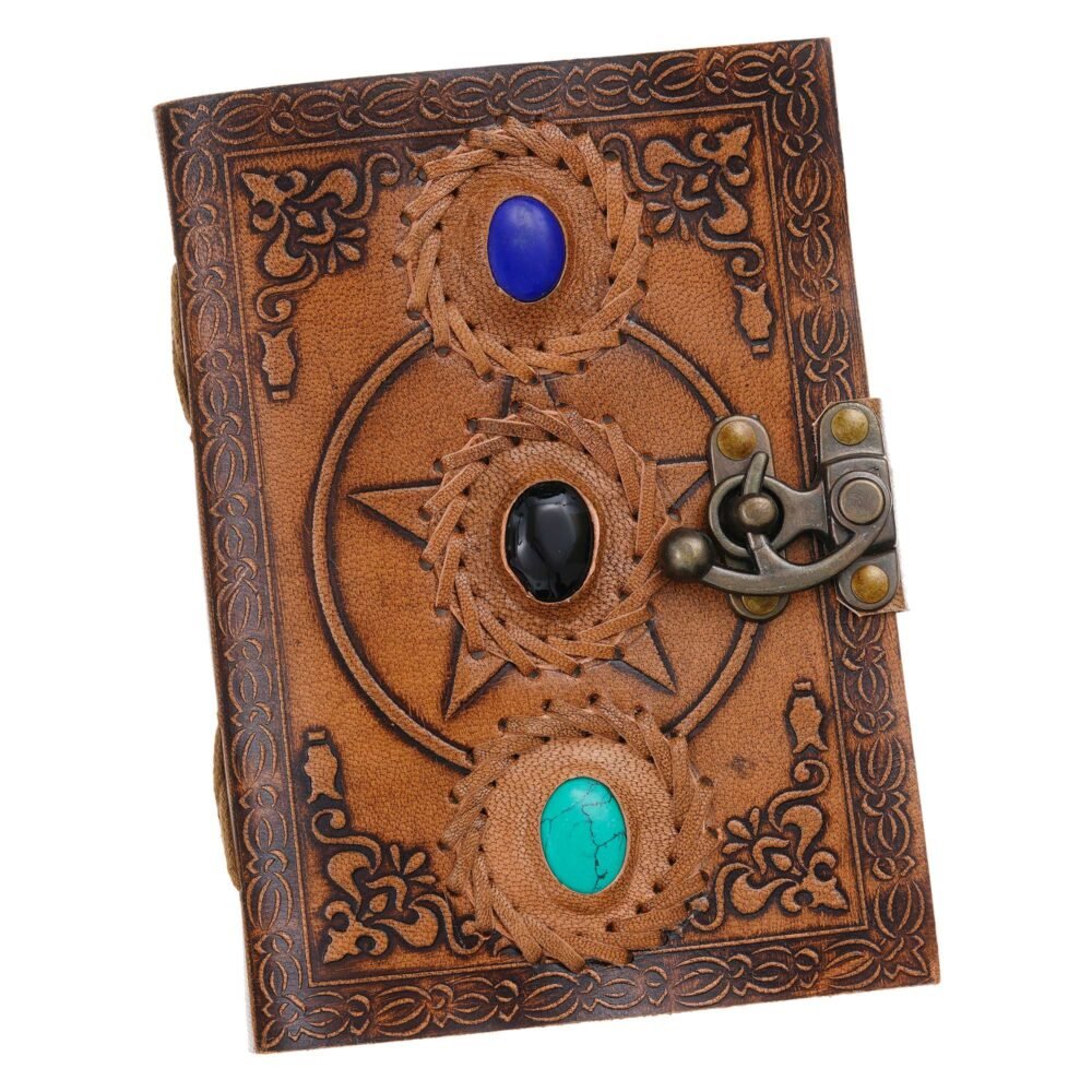 Vintage Handmade Genuine Leather Journal-Premium Antique Lock Closure-200 Handmade White Pages -1 - Image 5
