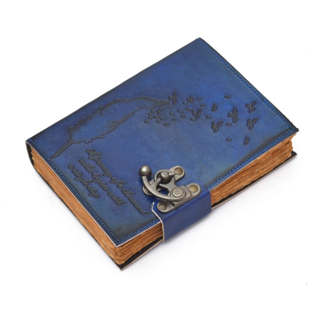 Genuine Leather Diary-Vintage Handmade Leather Journal-Premium Antique LOCK Closure-200 Handmade Deckle Edge Antique Pages -19 - Image 5