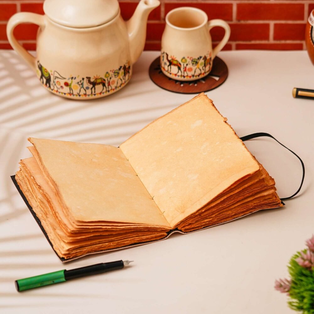 Vintage Handmade Genuine Leather Journal-Premium Antique String Closure-200 Handmade Brown Pages -3 - Image 2