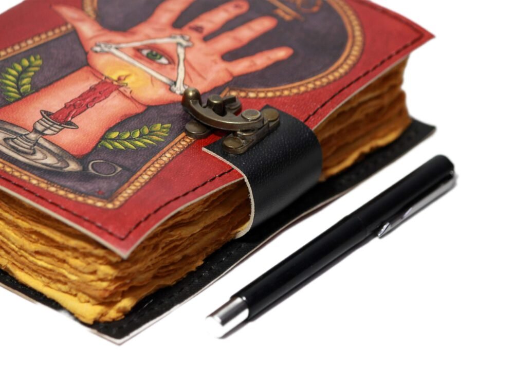 Genuine Leather Diary-Vintage Handmade Leather Journal-Premium Antique LOCK Closure-200 Handmade Deckle Edge Antique Pages -13 - Image 2