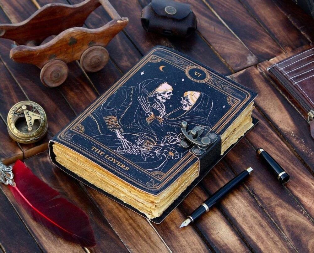 Genuine Leather Diary-Vintage Handmade Leather Journal-Premium Antique LOCK Closure-200 Handmade Deckle Edge Antique Pages -5 - Image 5