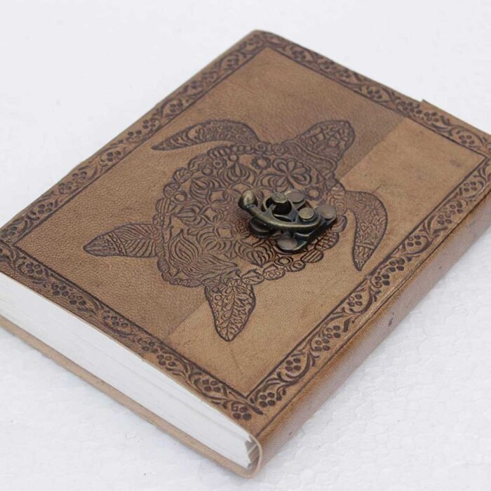 Leather Journal Diary with metal lock vintage Journal handmade 200 pages white unruled|travel Diary|personal journal -15